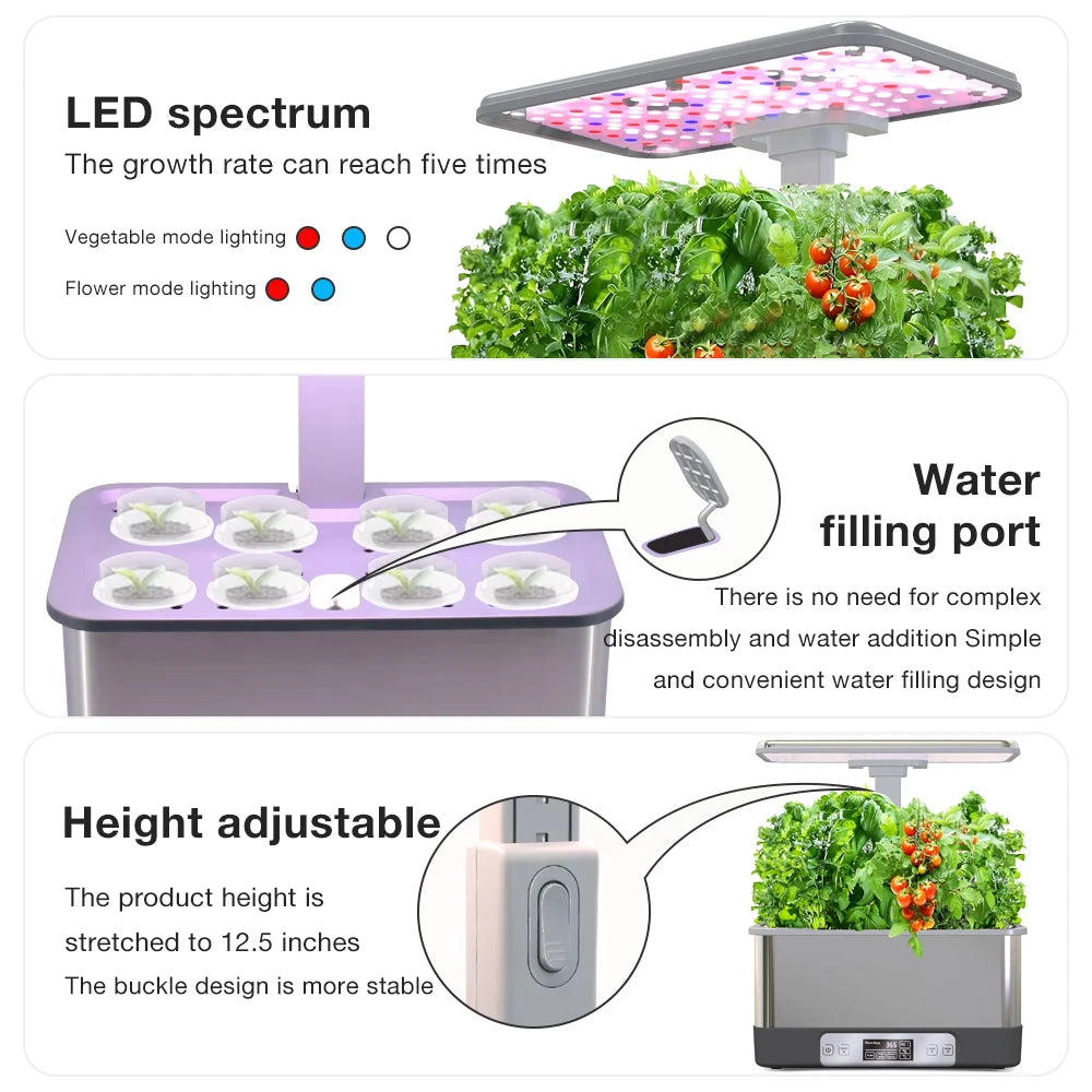 Gardening Box Hydroponics Planter Growing System with LED Grow Light Gardening Planter