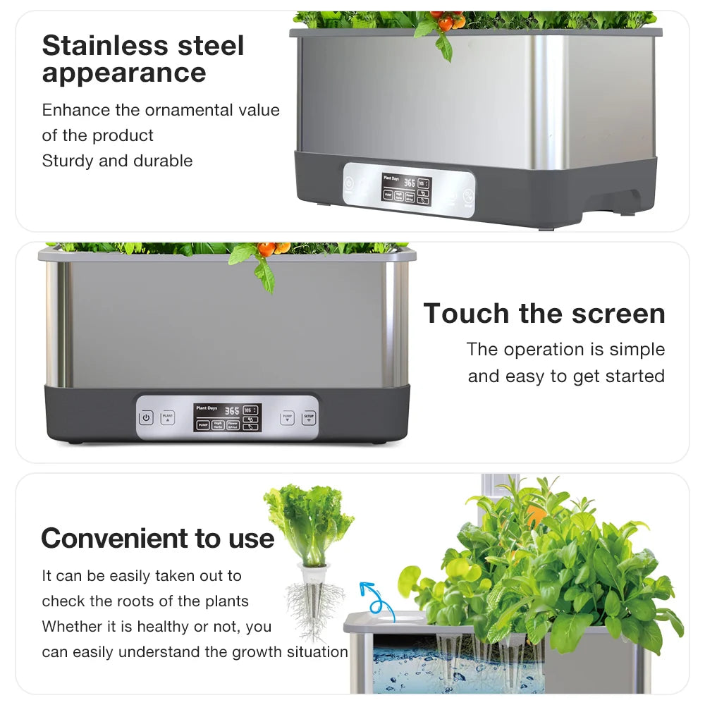 Gardening Box Hydroponics Planter Growing System with LED Grow Light Gardening Planter