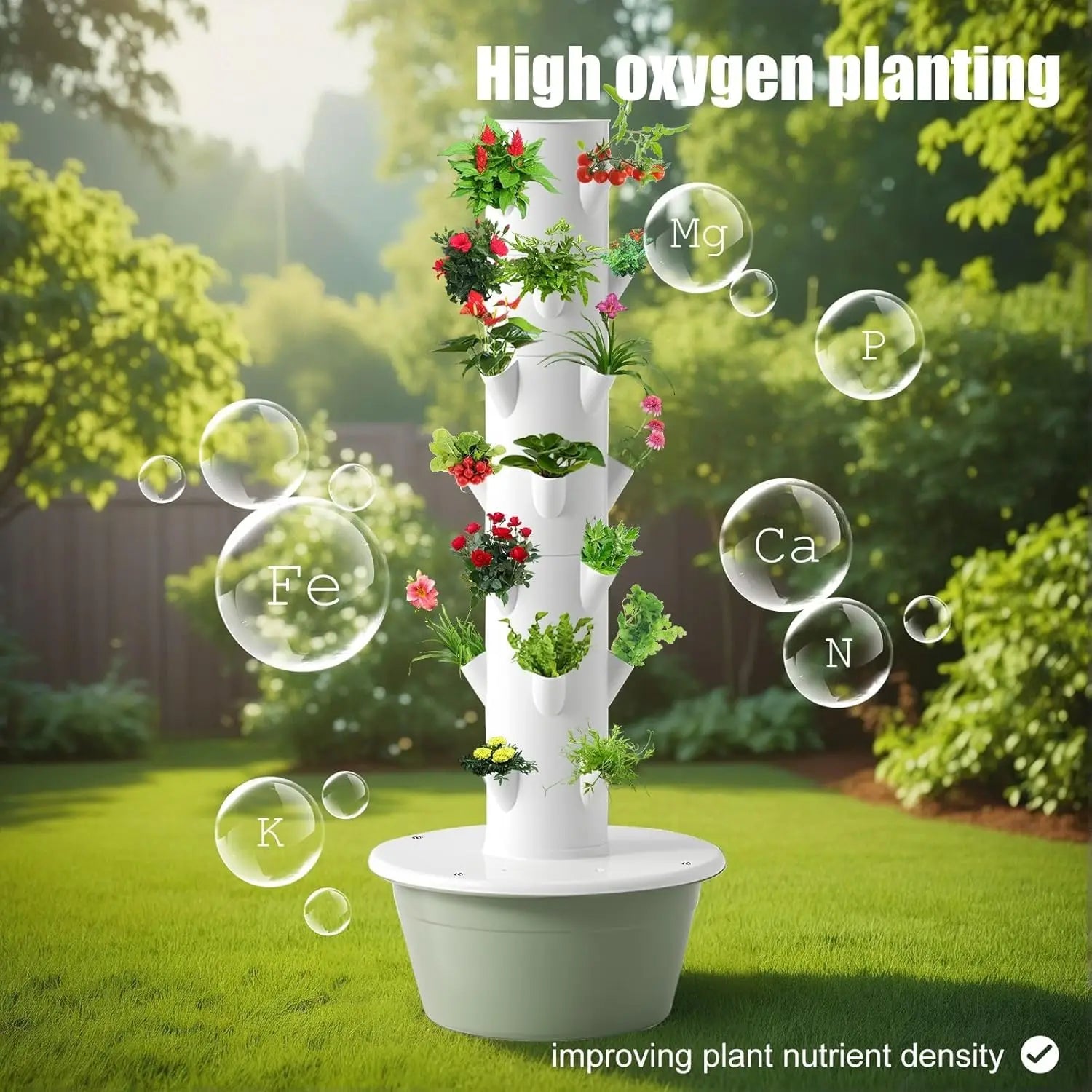 Hydroponic Growing Kit System, Tower Garden Hydroponic Tower with 4 LED Grow Lights