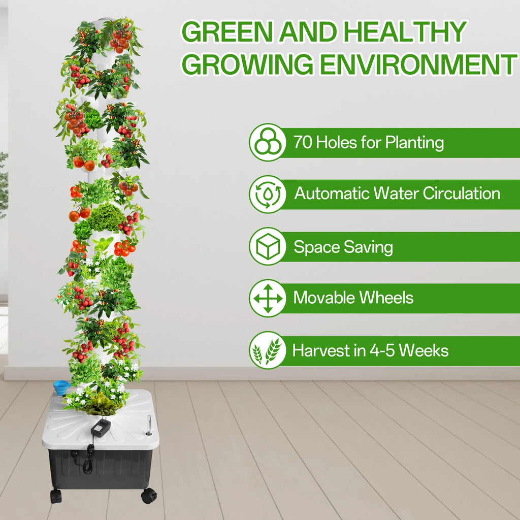 Hydroponics Tower Growing System, 14-Layer 70 Slots