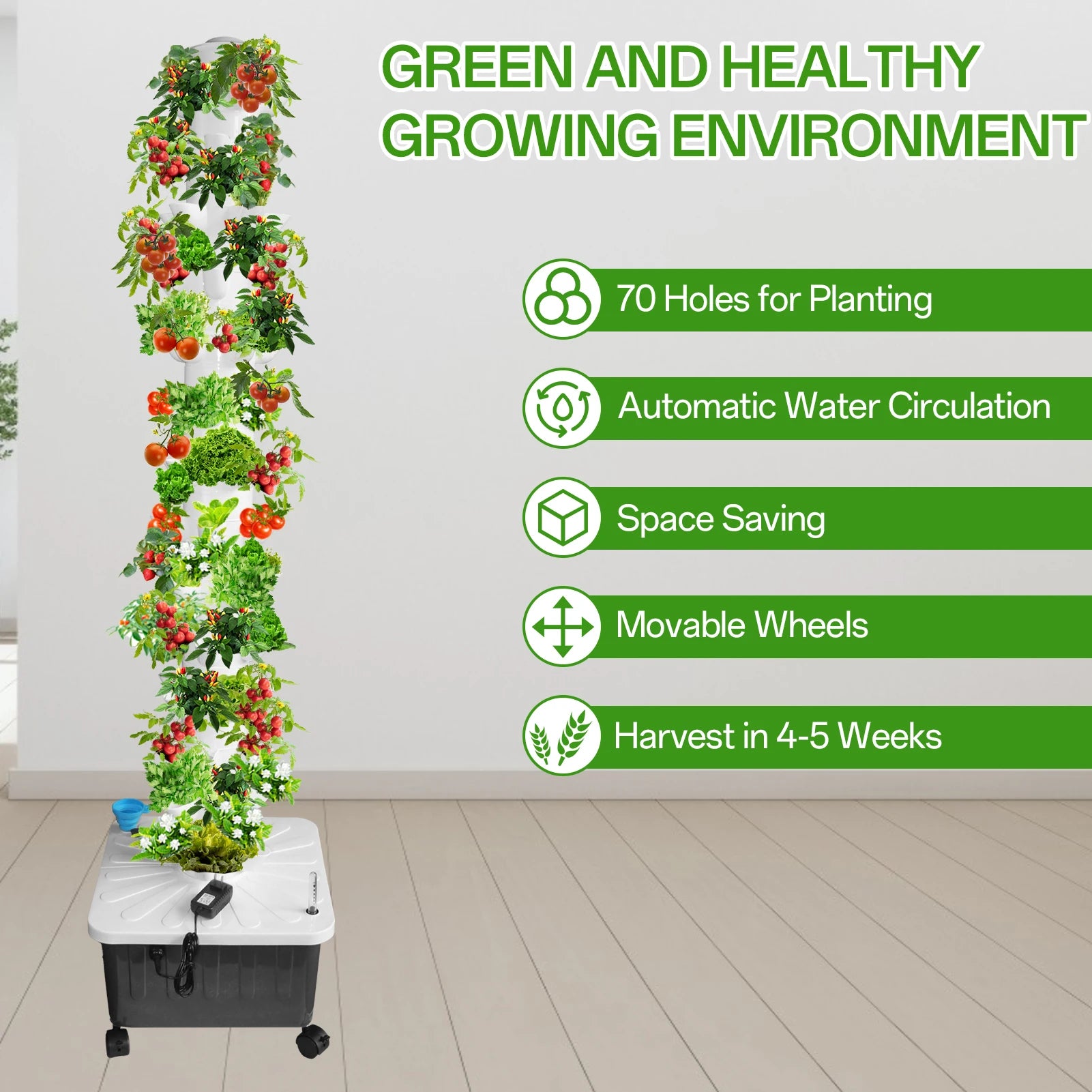 Hydroponics Tower Growing System, 14-Layer 70 Slots