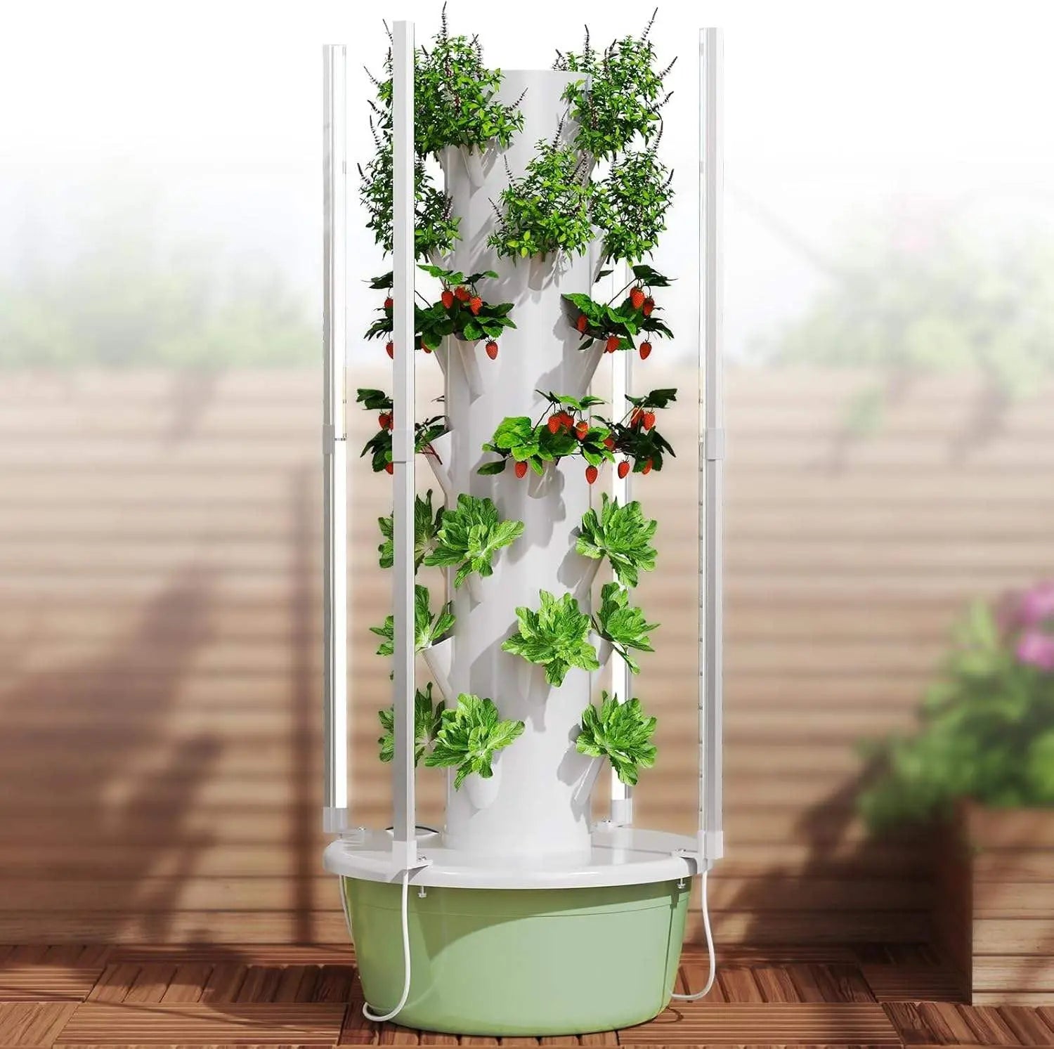 Hydroponic Growing Kit System, Tower Garden Hydroponic Tower with 4 LED Grow Lights