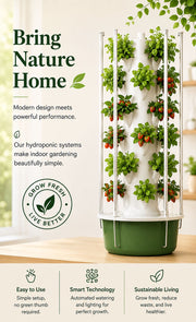 28-Pod Hydroponic Tower Garden with 4 LED Grow Lights