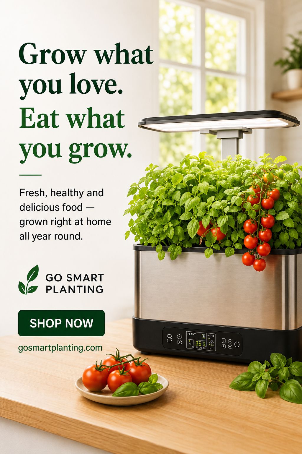 Smart Indoor Hydroponic Garden with LED Grow Light